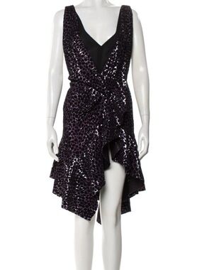 Philosophy di Alberta Ferretti Purple Sequin Asymmetrical Ruffle Dress